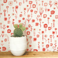 Fun Retro Pink and White Floral Pattern
