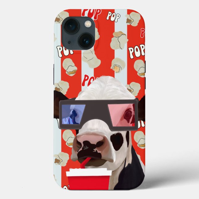 Fun Retro Popcorn Whimsical Cow - Red Stripes Case-Mate iPhone Case (Back)