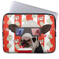 Fun Retro Popcorn Whimsical Cow - Red Stripes