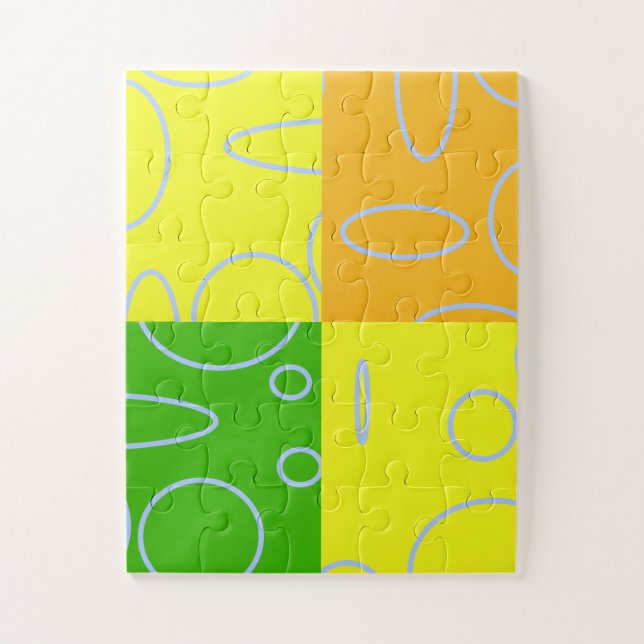 Fun Retro Quad Yellow Green Orange Geometric   Jigsaw Puzzle (Vertical)