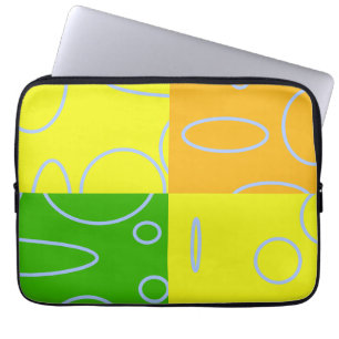 Fun Retro Quad Yellow Green Orange Geometric Laptop Sleeve