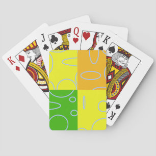Fun Retro Quad Yellow Green Orange Geometric Playing Cards