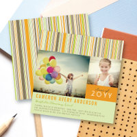 Fun Retro Stripes Photo Graduation Party Invite