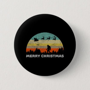 Fun Retro Style Big Foot Merry Christmas Yeti 6 Cm Round Badge