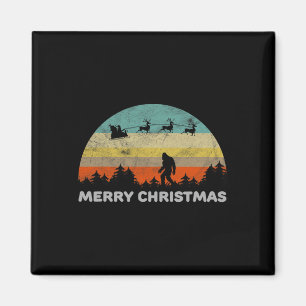 Fun Retro Style Big Foot Merry Christmas Yeti  Magnet
