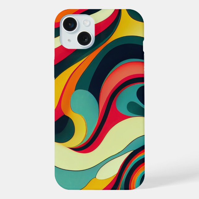 Fun Retro Swirl iPhone 15 Plus Case. Case (Back)