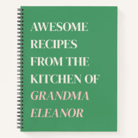 Fun Retro Typography Pink Green Grandma Recipe