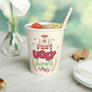 Fun Retro Ugly Sweater Christmas Party Paper Cups