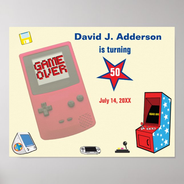 Fun Retro Video Gamer 🎮 50th Birthday  Poster (Front)