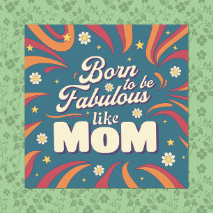 Fun Retro Vintage Psychedelic Mum Quote Typography Poster