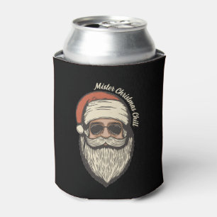 Fun Retro Vintage Sunglasses Santa Holiday Can Cooler