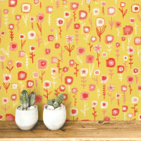 Fun Retro Yellow Floral Pattern