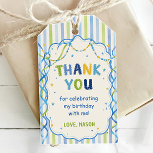 Fun Ribbon Stripes Colourful Birthday Gift Tags