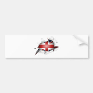 Fun Ripped Hole With Union jack Flag Bumper Sticker