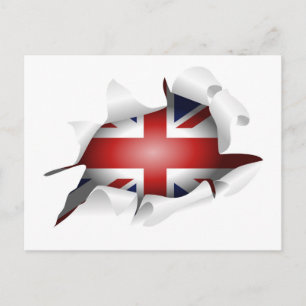Fun Ripped Hole With Union jack Flag Postcard