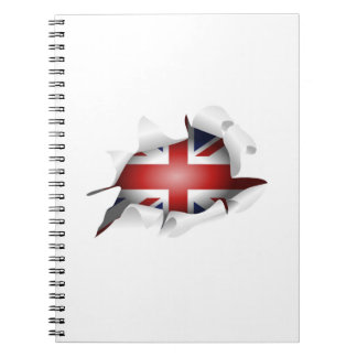 Fun Ripped Hole With Union jack Flag Spiral Notebook