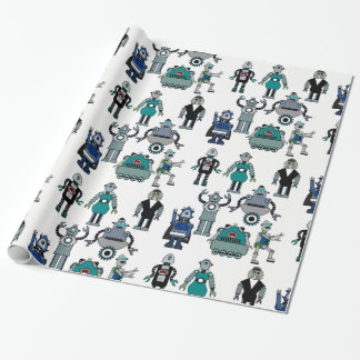 fun Robot Wrapping Paper for Kids, Geeks, Science