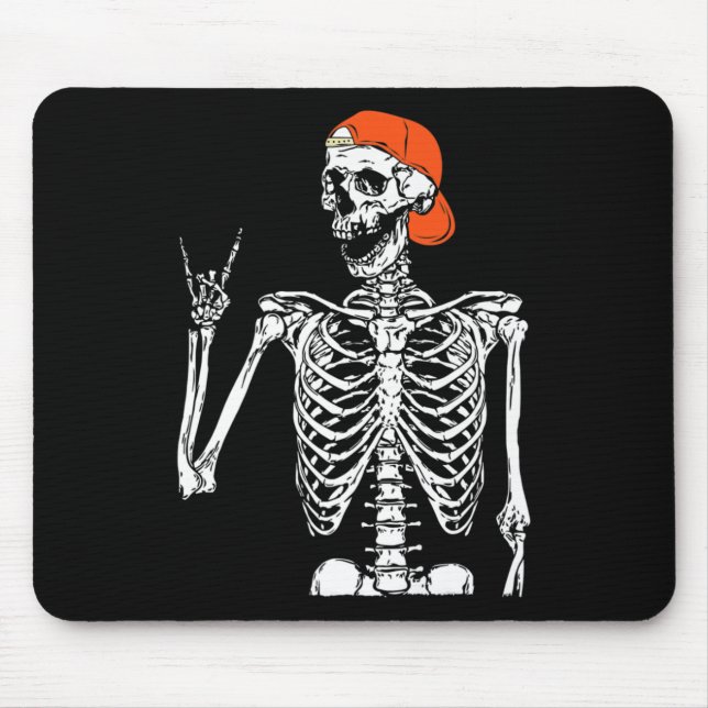 Fun Rocker Skeleton Hand Rock On Costume Halloween Mouse Pad (Front)