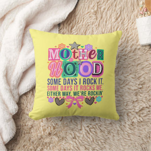 Fun Rockin Motherhood word art  Cushion