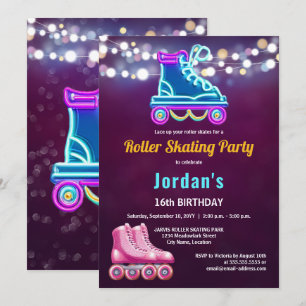 Fun Roller Skating Birthday Party Invitation
