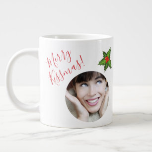 Fun Romantic Christmas Photo Mistletoe "Kissmas" Large Coffee Mug