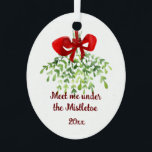 Fun Romantic Meet Under Mistletoe Quote Christmas  Metal Tree Decoration<br><div class="desc">Fun Romantic Meet Under Mistletoe Quote Christmas Watercolor Art</div>