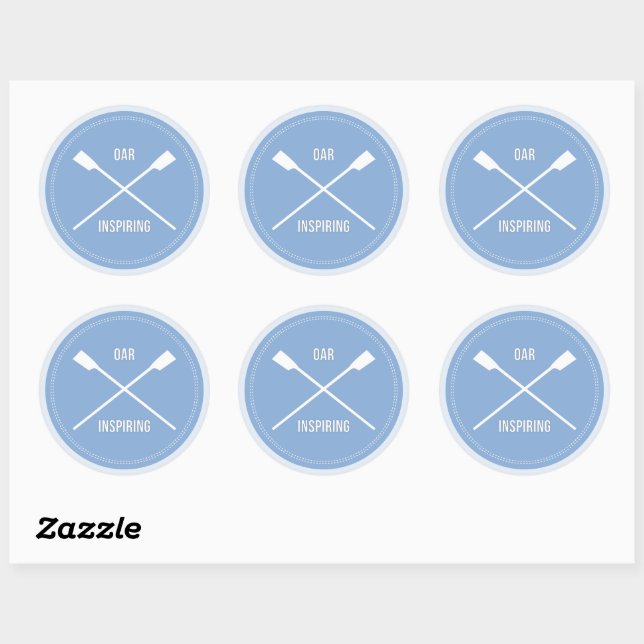Fun rowing pun blue sports classic round sticker (Sheet)