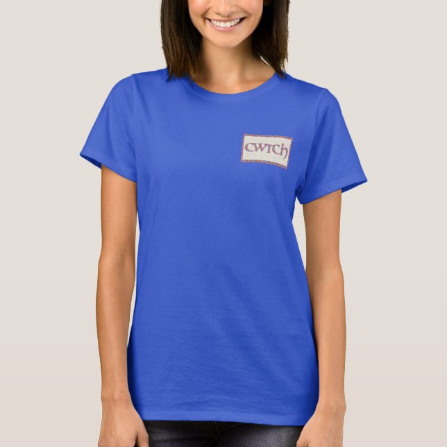 Fun Royal Blue T-shirt, Welsh Floral Cwtch Slogan, T-Shirt (Front)