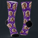 Fun Royal Purple Newlyweds Photo Pattern Socks<br><div class="desc">These fun royal purple newlyweds photo pattern wedding dress or casual socks feature the couple's photo and white hearts in an offset pattern and their names and wedding date! These are perfect for the groom as he walks down the aisle, as a gift for the bride, as a bridal party...</div>