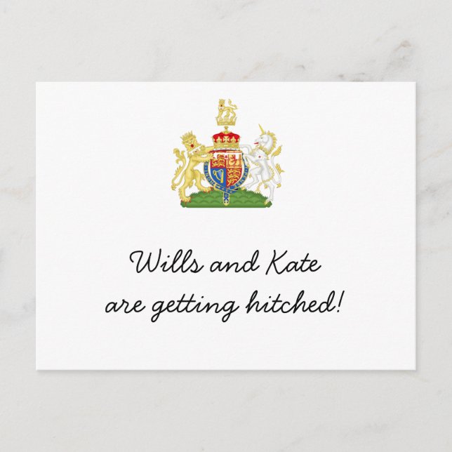 Fun Royal Wedding party invites Postcard (Front)