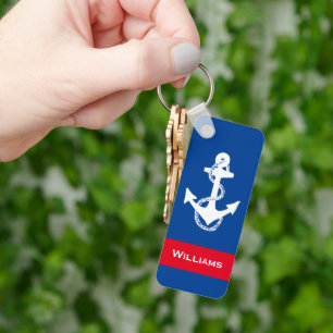 fun RWB nautical ANCHOR WITH NAME Keychain