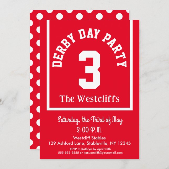 Fun Saddlecloth Derby Horse Race Party Dots Invitation (Front/Back)