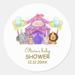 Fun Safari Circus Carnival Balloon Baby Shower  Classic Round Sticker