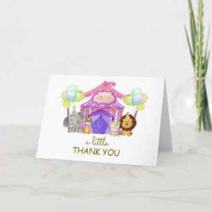Fun Safari Circus Carnival Balloon Baby Shower  Thank You Card