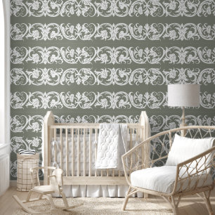 Fun Sage Green Creepy Face Minimalist Wallpaper