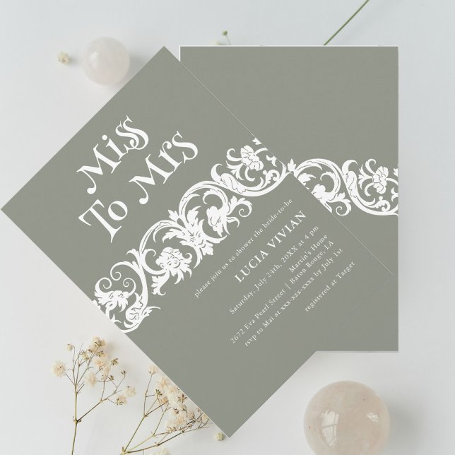 Fun Sage Green Minimalist Bridal Shower Invitation (Creator Uploaded)