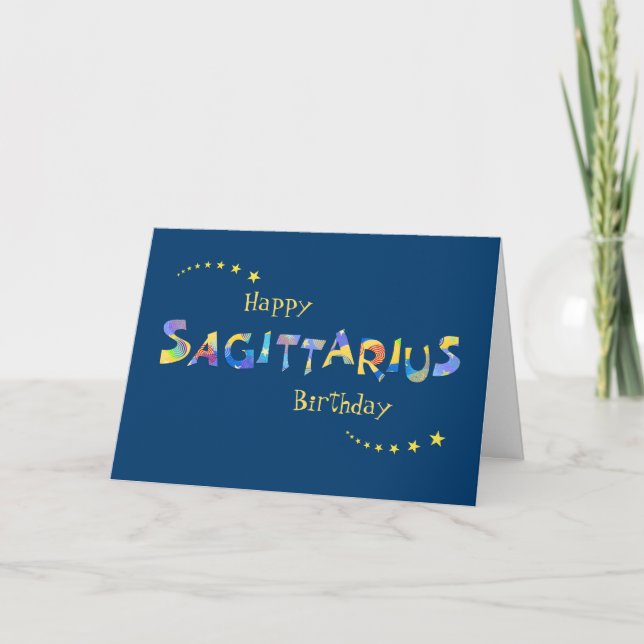 Fun SAGITTARIUS Zodiac Sign Birthday Greeting Card (Front)