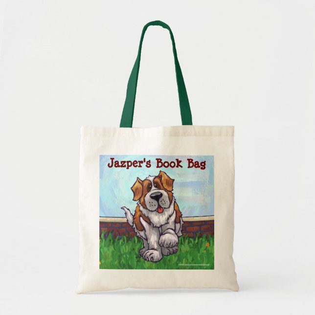 Fun Saint Bernard Dog Personal Book Bag (Front)