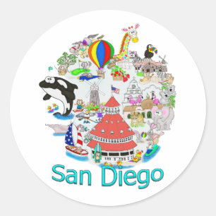 Fun San Diego California Classic Round Sticker
