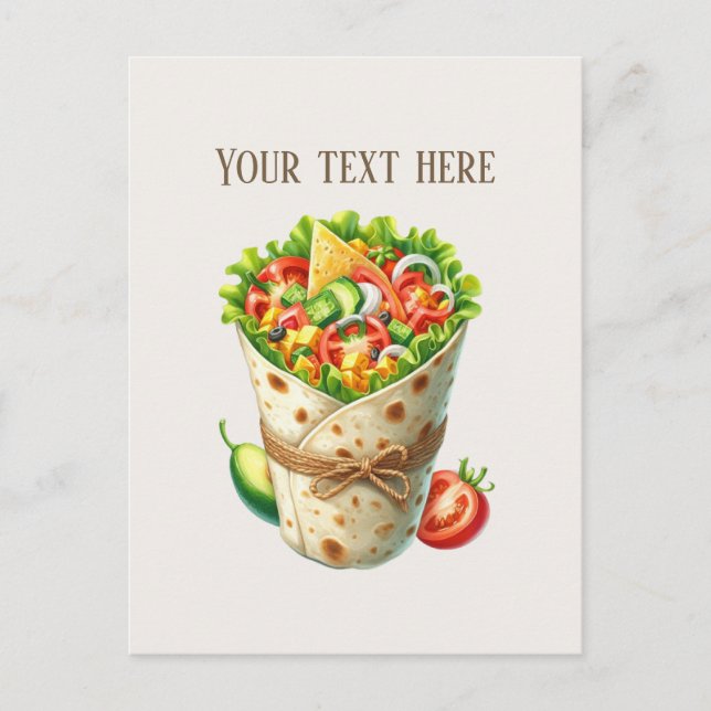 Fun sandwich wrap add message business name postcard (Front)