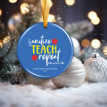 Fun Sanitise Teach Repeat Teacher Life<br><div class="desc">Fun Sanitise Teach Repeat Teacher Life Ornament. Stay safe and have fun this school year with our Sanitise Teach Repeat ornaments! These magnets are a great way to show your teacher or school spirit. The design features a clever reminder to keep things clean and safe. The Christmas, Hanukkah, or Holiday...</div>