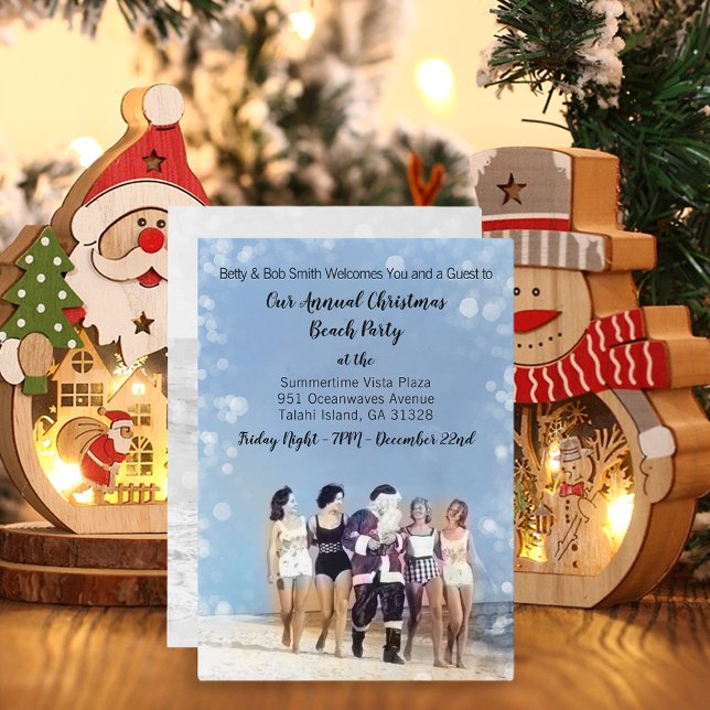 Fun Santa Claus Christmas Beach Party Invitation (Creator Uploaded)