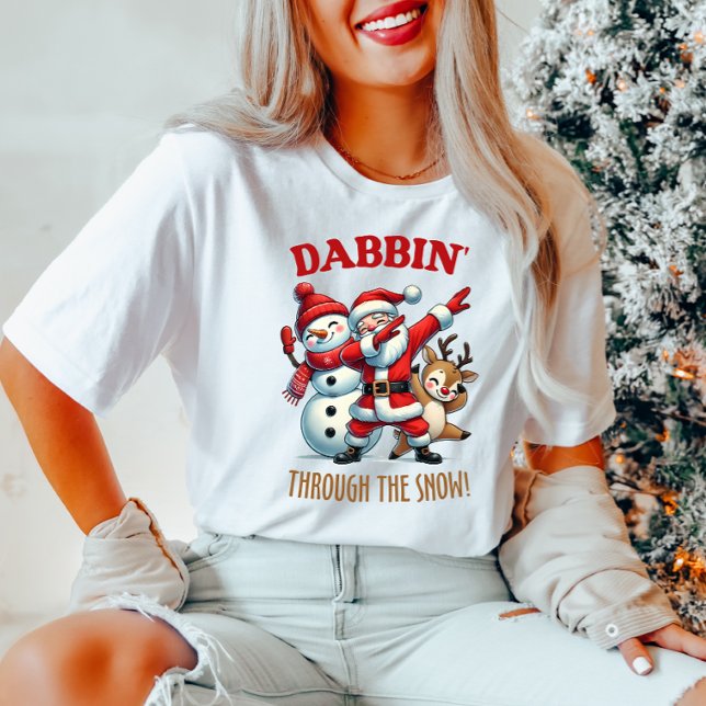 Fun Santa Claus Dabbing Through The Snow  T-Shirt (Creator Uploaded)