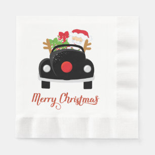 Fun Santa in Car Christmas Paper Napkins