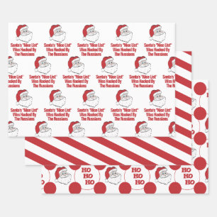 Fun Santa List Hacked by Russians Bold Design Wrapping Paper Sheet