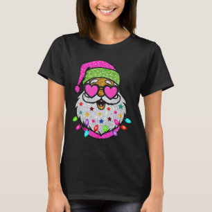 Fun Santa With Sunglasses Christmas Pink Women Gir T-Shirt