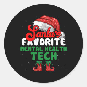 Fun Santa's Favourite Mental Health Tech Christmas Classic Round Sticker