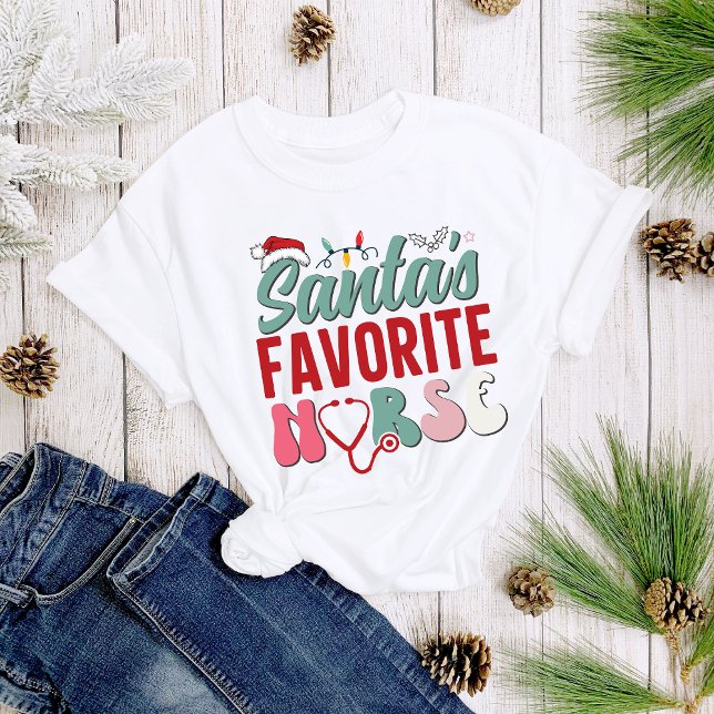 Fun Santa's Favourite Nurse Christmas Women's T-Shirt (Creator Uploaded)
