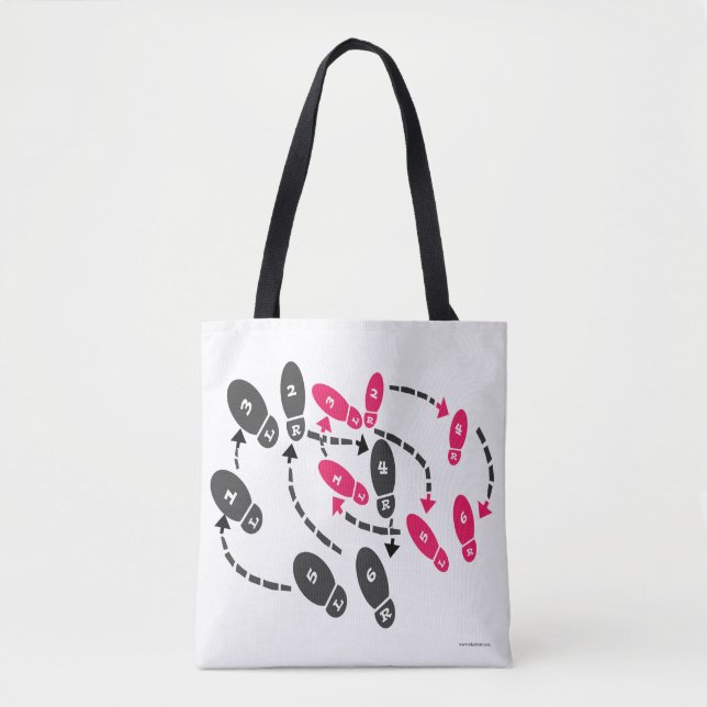 Fun Sassy Retro Cheeky Dance Steps Instruction Tote Bag (Front)