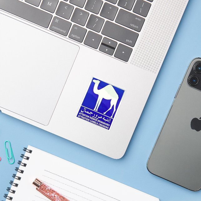 fun saudi arabia camels stop sign sticker (Laptop w/ iPhone)